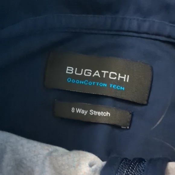 Bugatchi navy OoohCotton® Print Quarter Zip Pullover size large